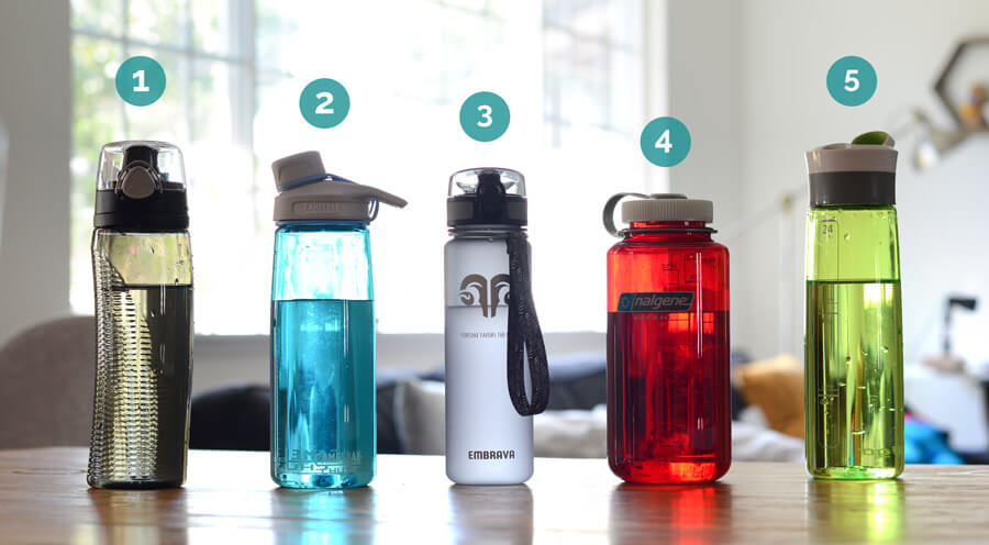plastic water bottle lineup