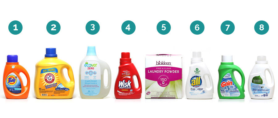 lineup of detergents