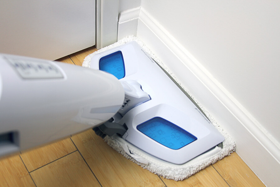 Bissell steamer fitting into a tight corner