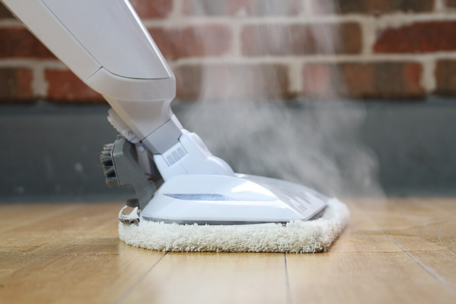 steam coming out of a mop on hardwood floors