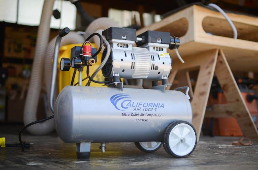 CA air tools compressor in the garage