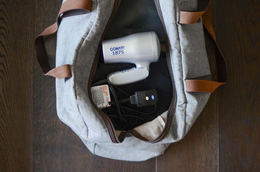 Conair - 1875 dryer in a travel bag