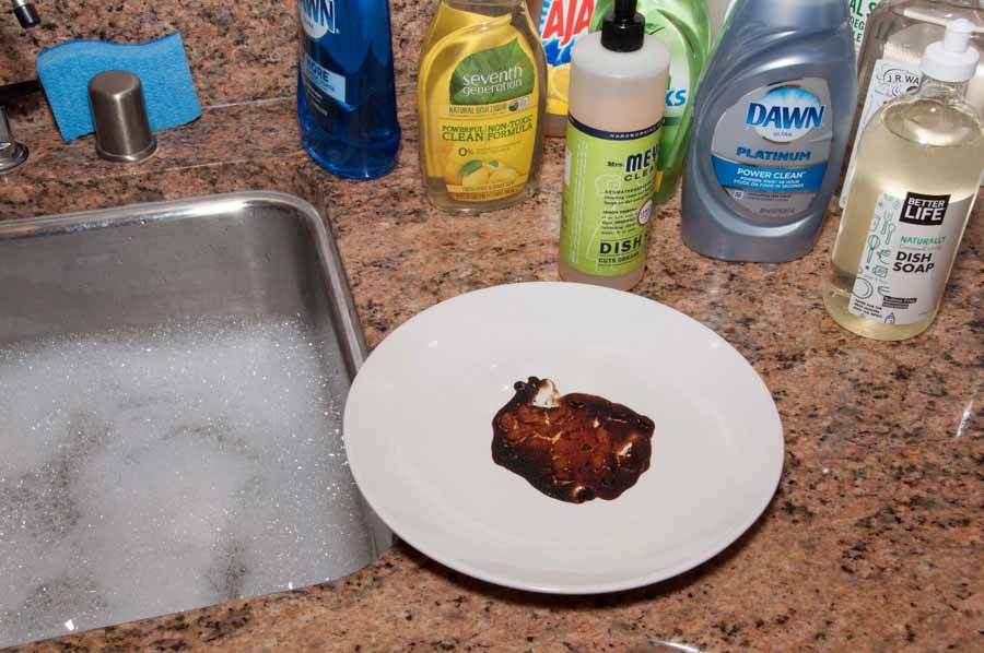 plate with burned beans for burned food test