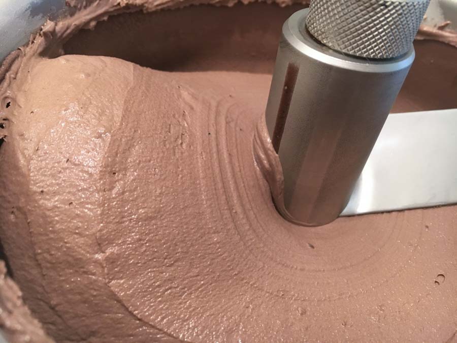 churning chocolate ice cream