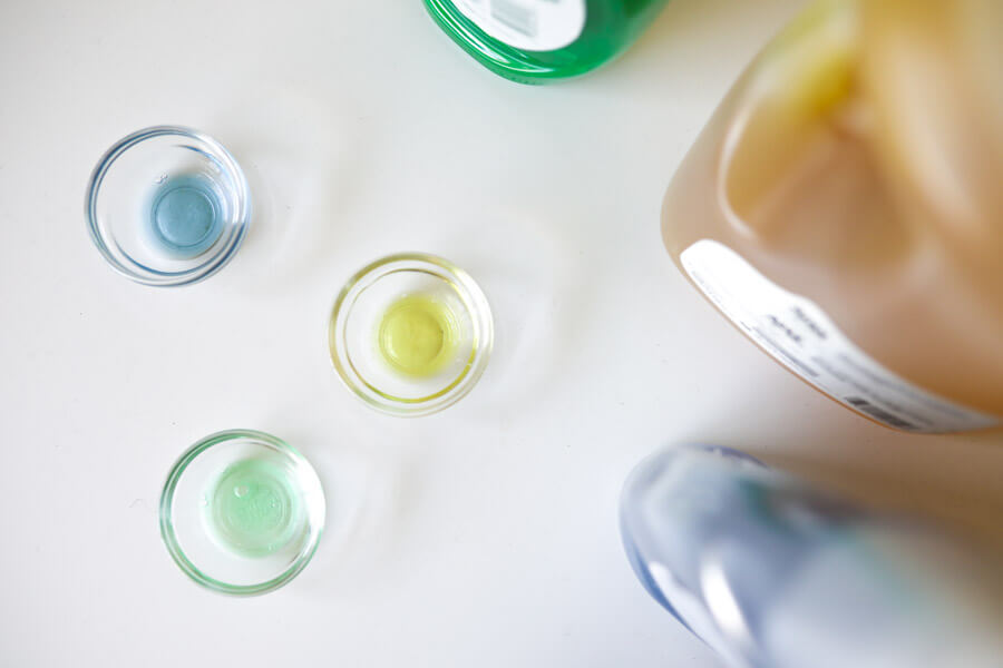 mini glass cups of soap for senses test