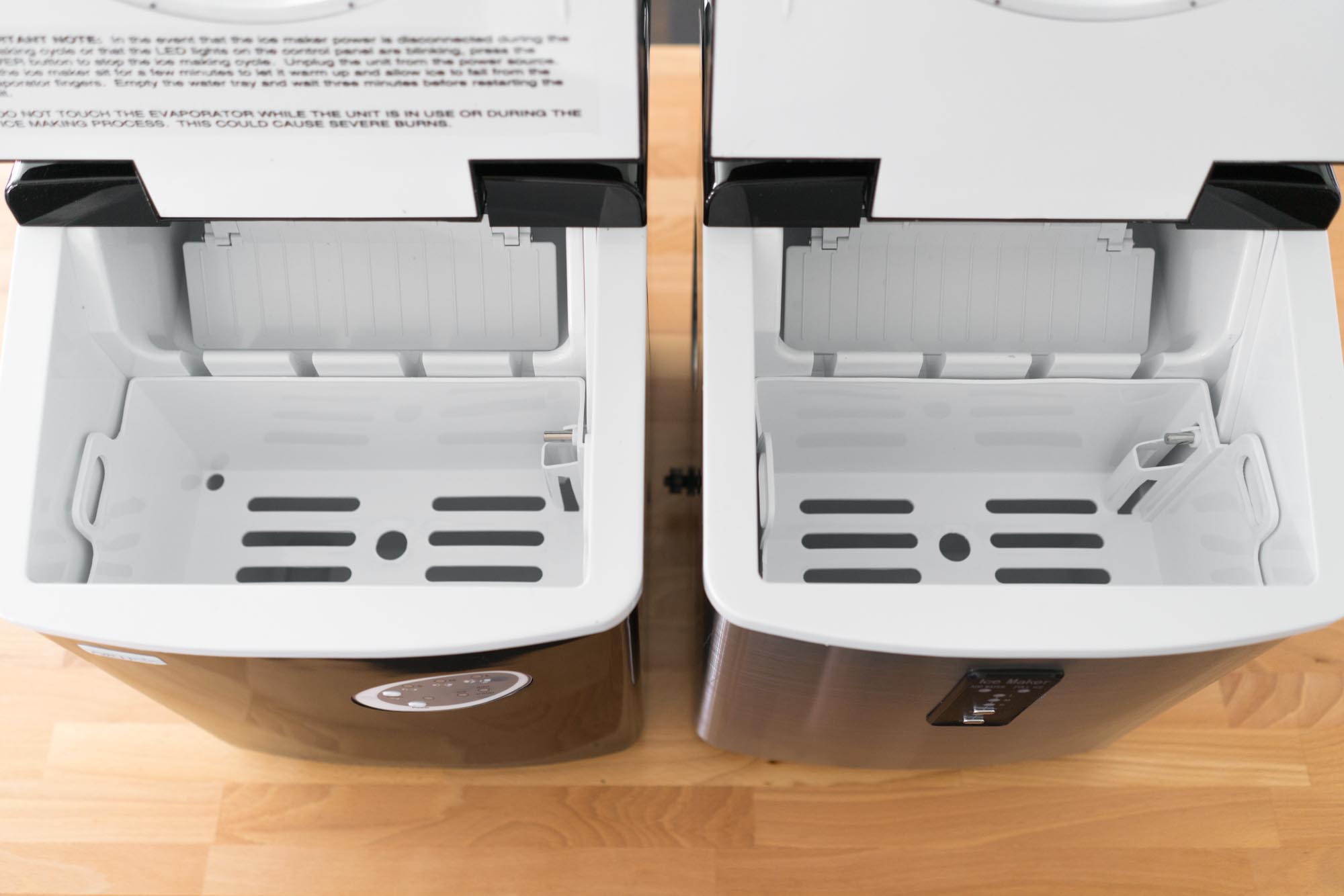 two very similar rebranded machines side by side