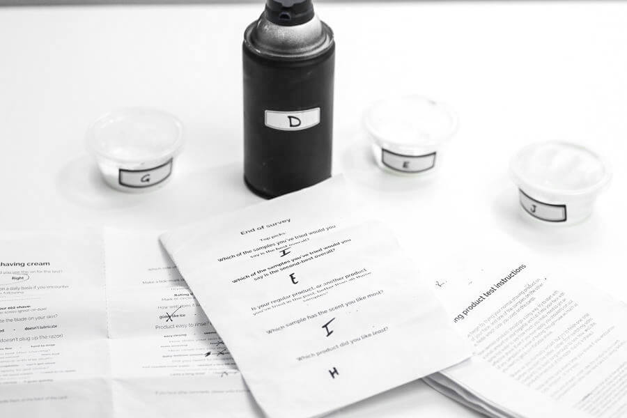 testing feedback cards and samples