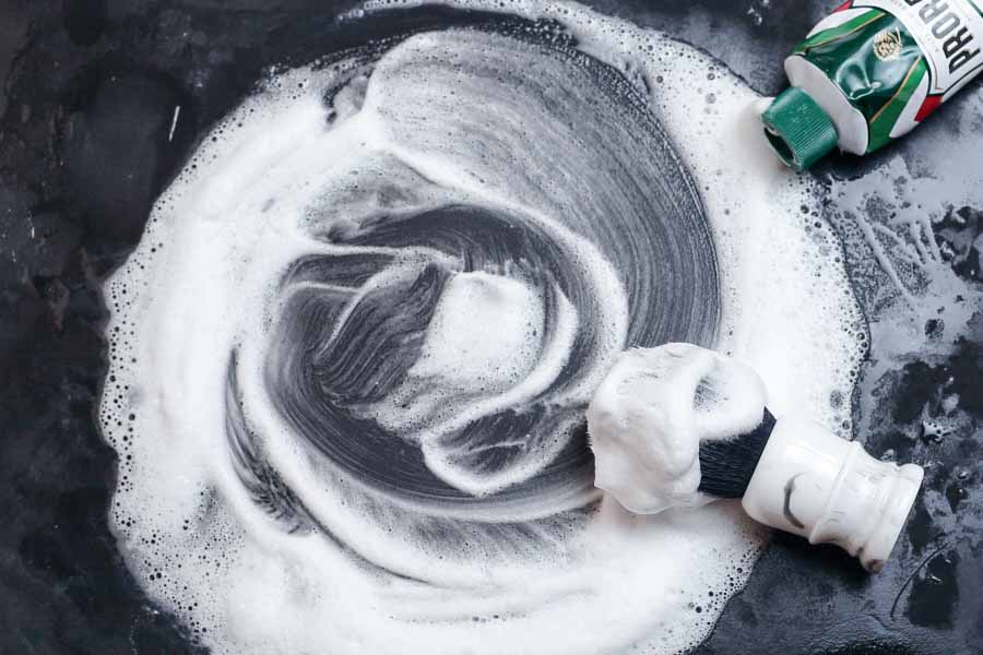 lathering shaving cream