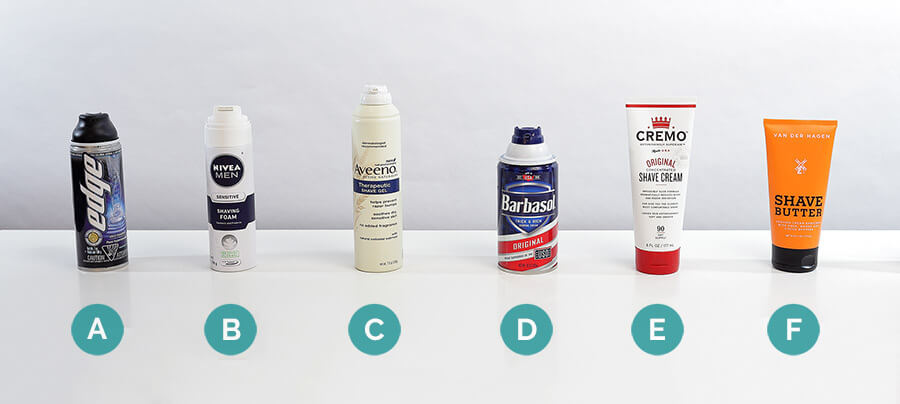 lineup of shaving creams 1-6