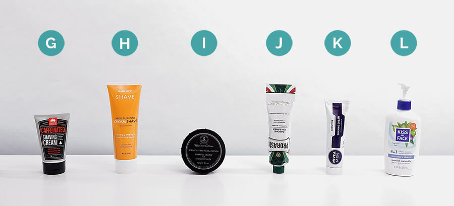 lineup of shaving creams 7-12