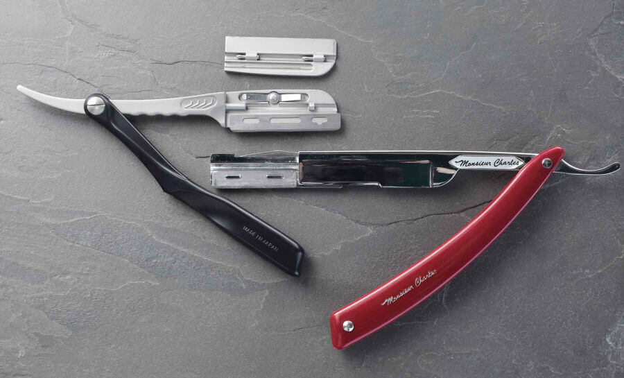 two razors opened for cleaning