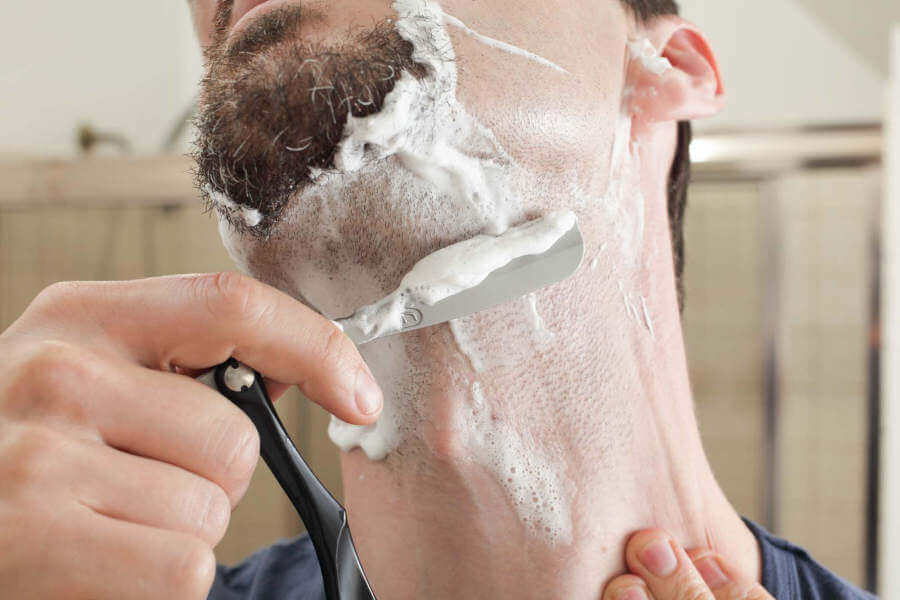 shaving with a straight razor