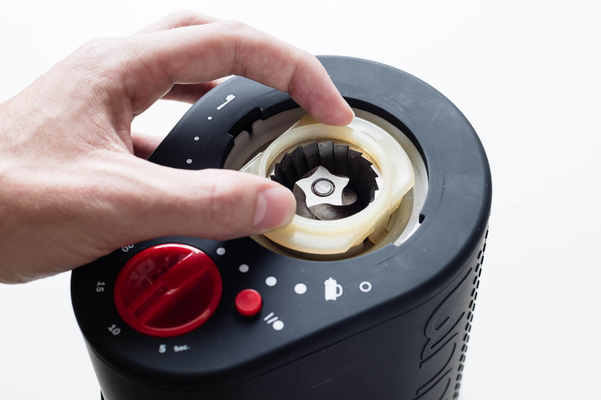 a grinder's burr closeup