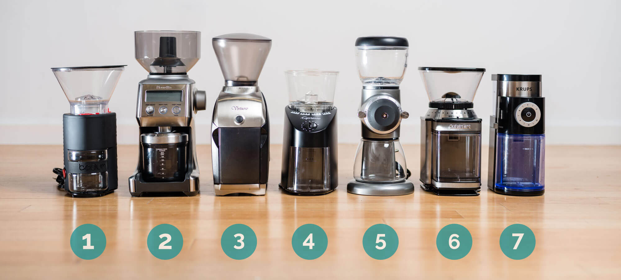lineup of the seven best grinders