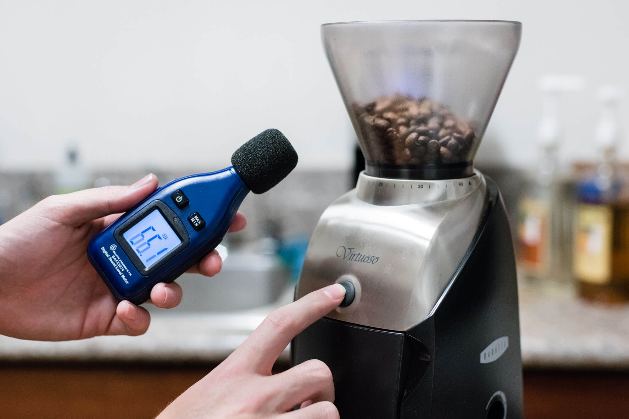 noise testing on a coffee grinder
