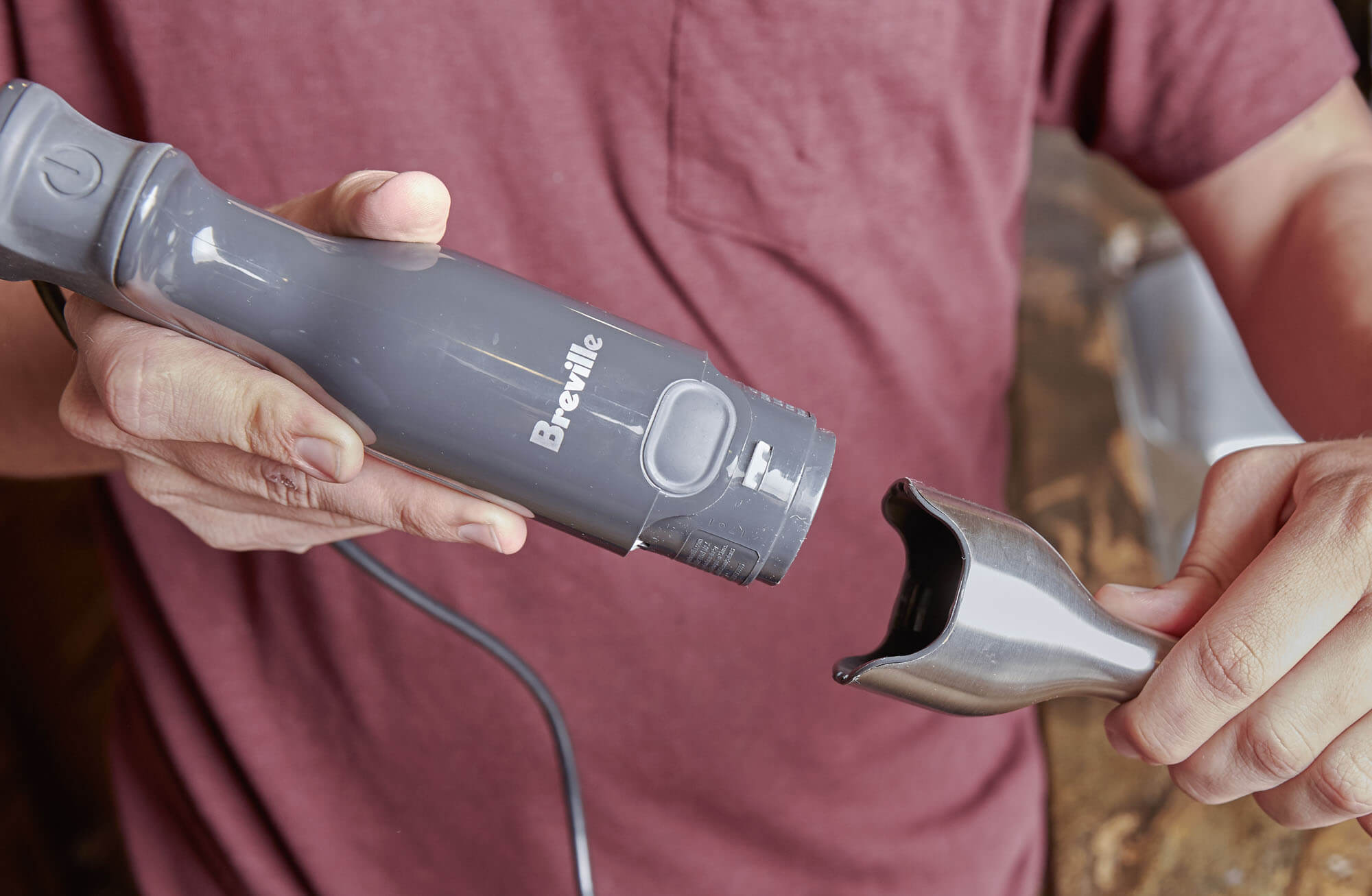 Person holding Breville with shaft removed