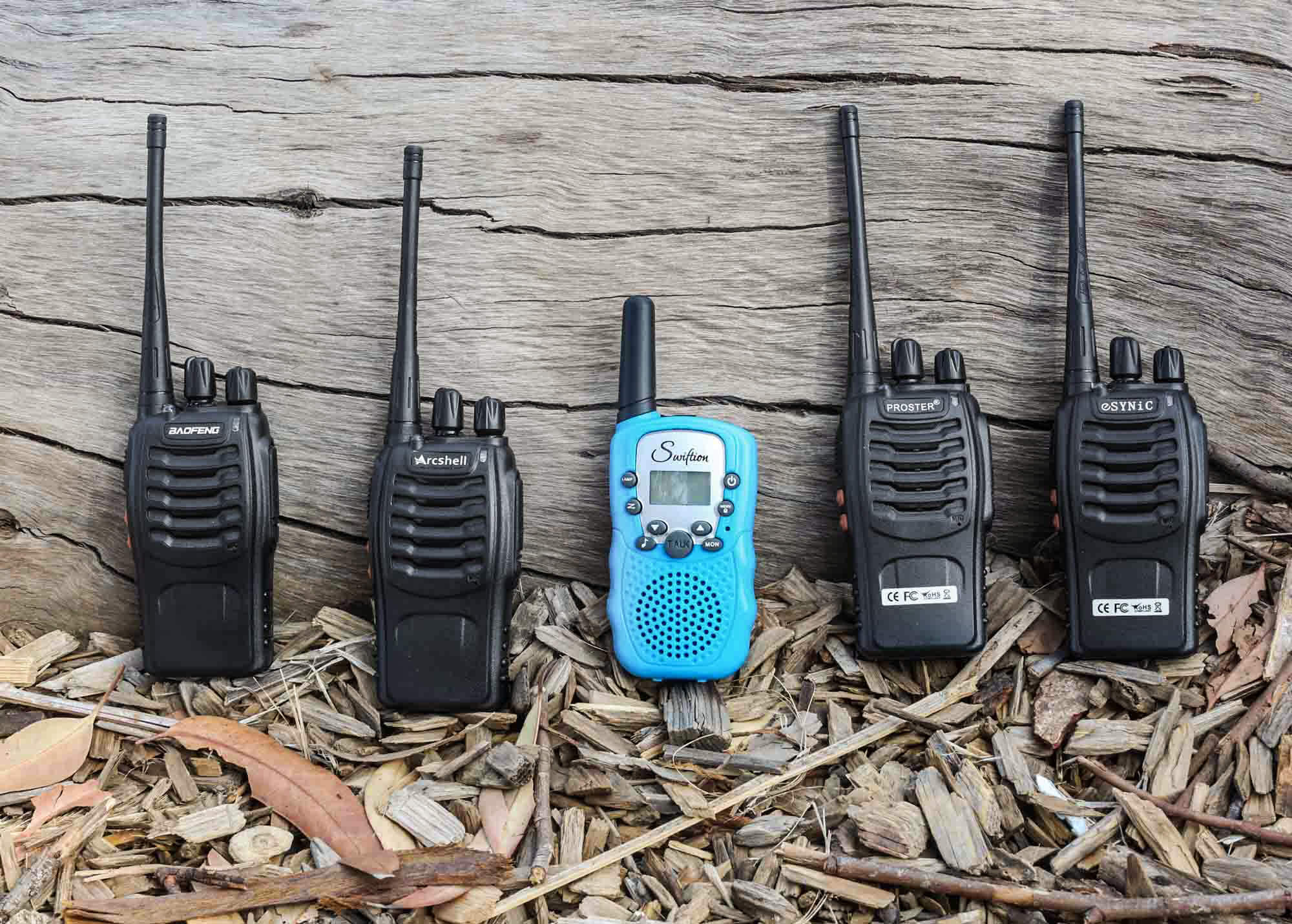 Lineup of walkie talkies 