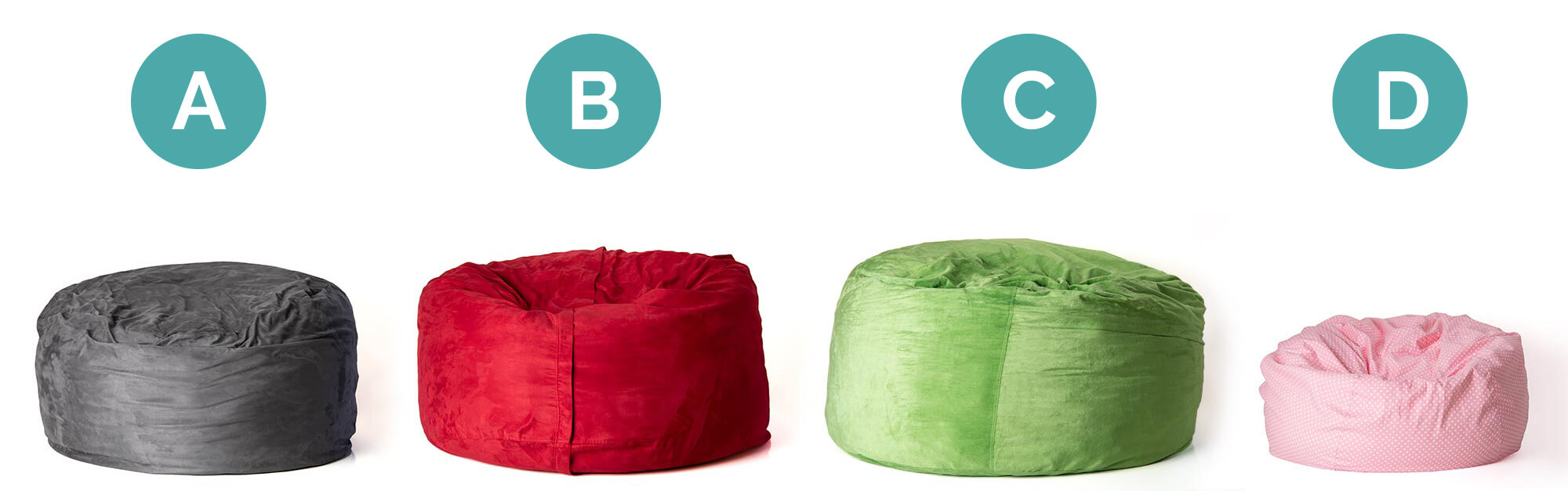 Four adult bean bags on floor