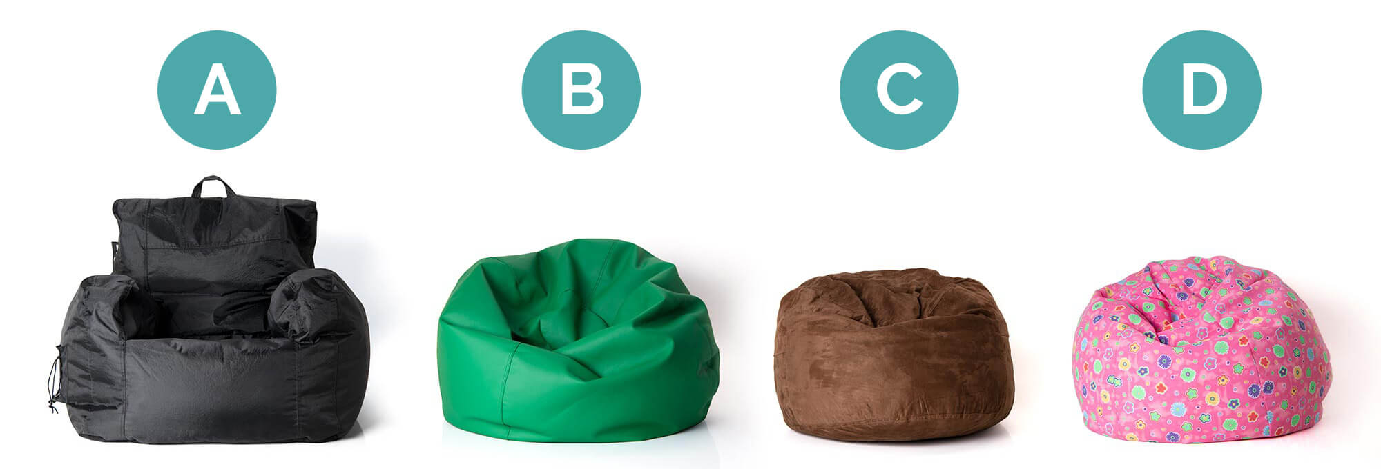 Four kids bean bags on floor