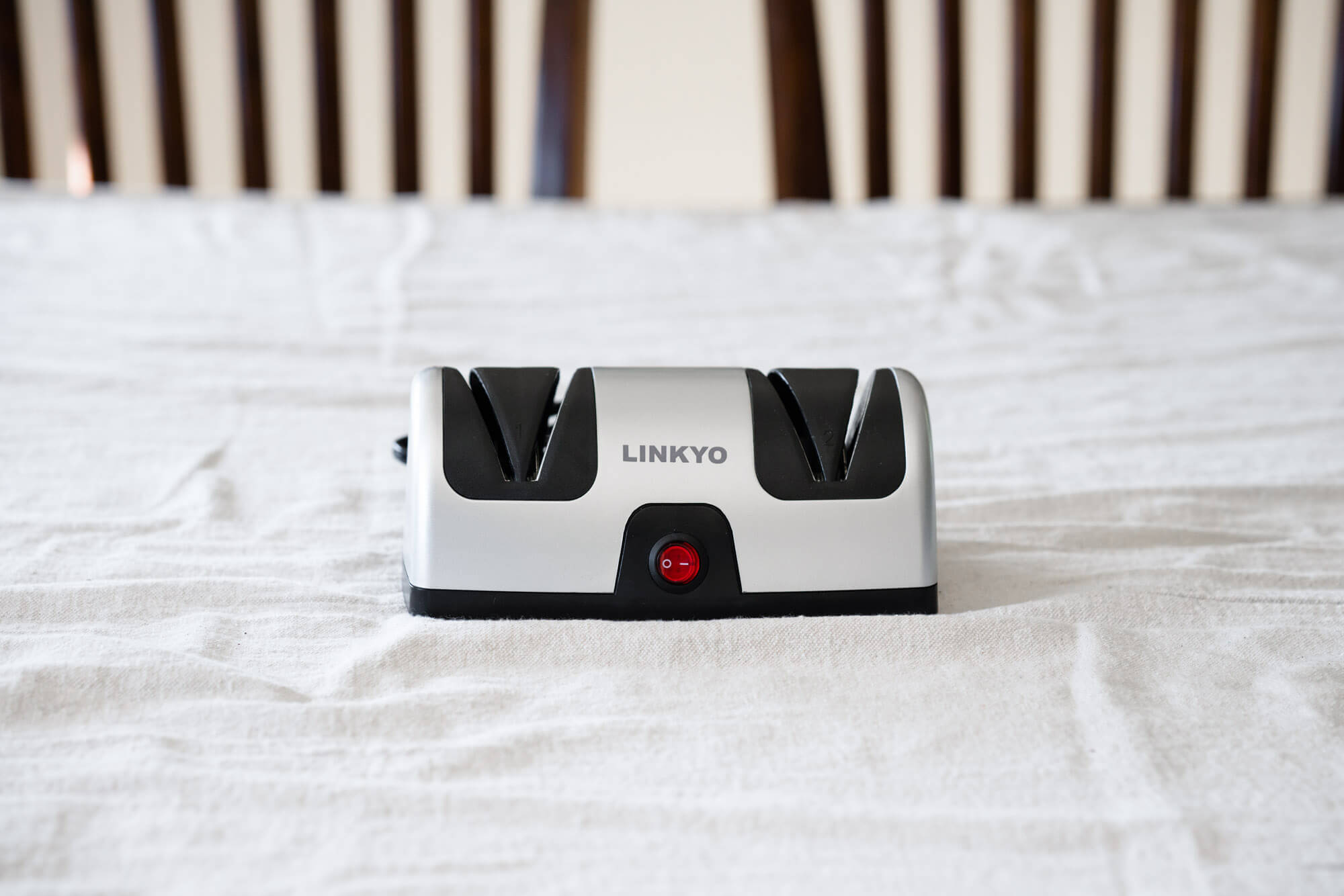 LINKYO electric knife sharpener on countertop
