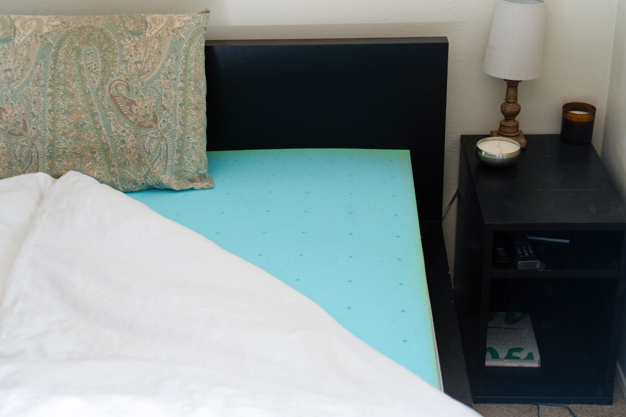 HOFISH mattress topper in place on bed