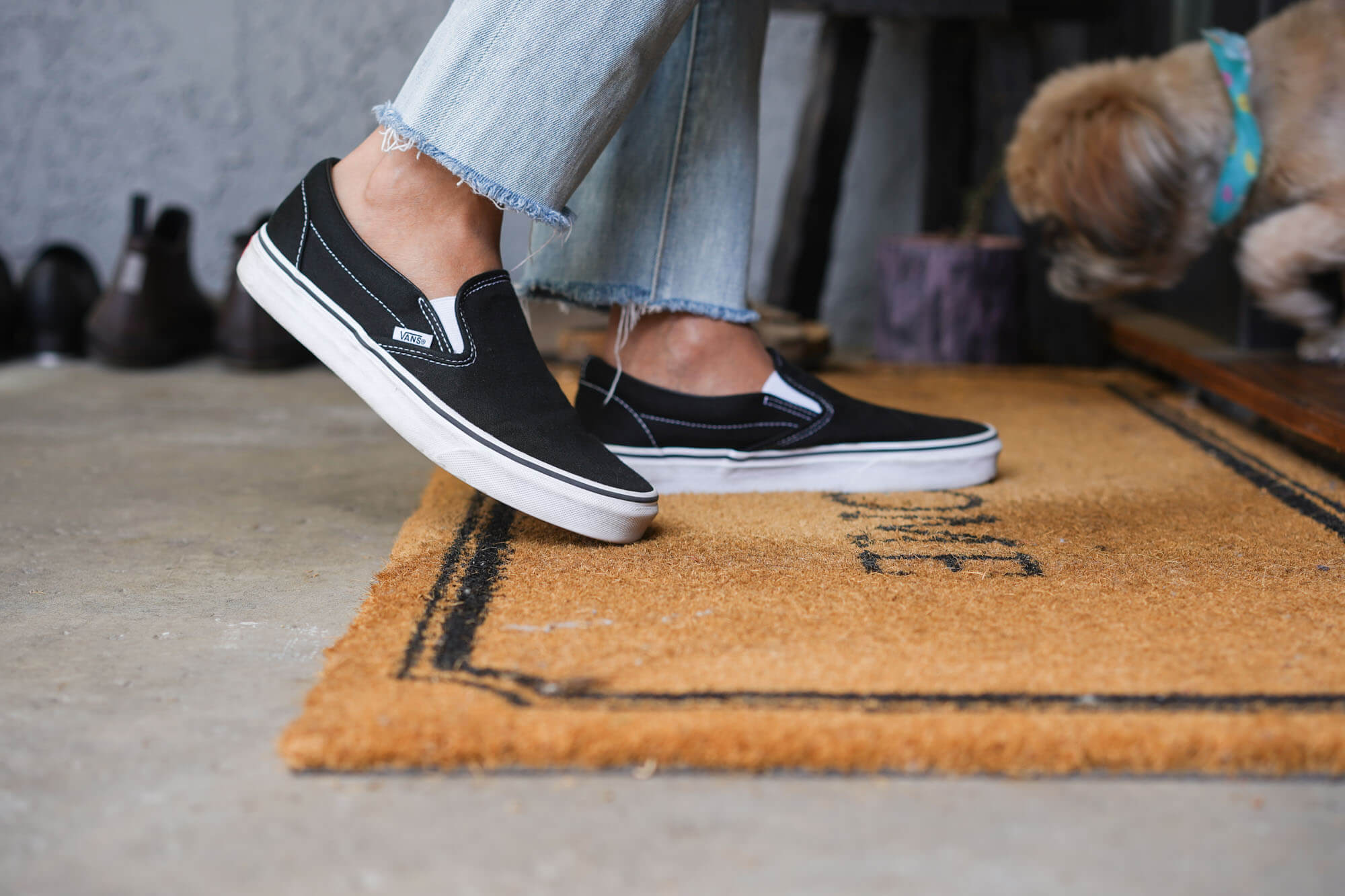 van shoes on doormat
