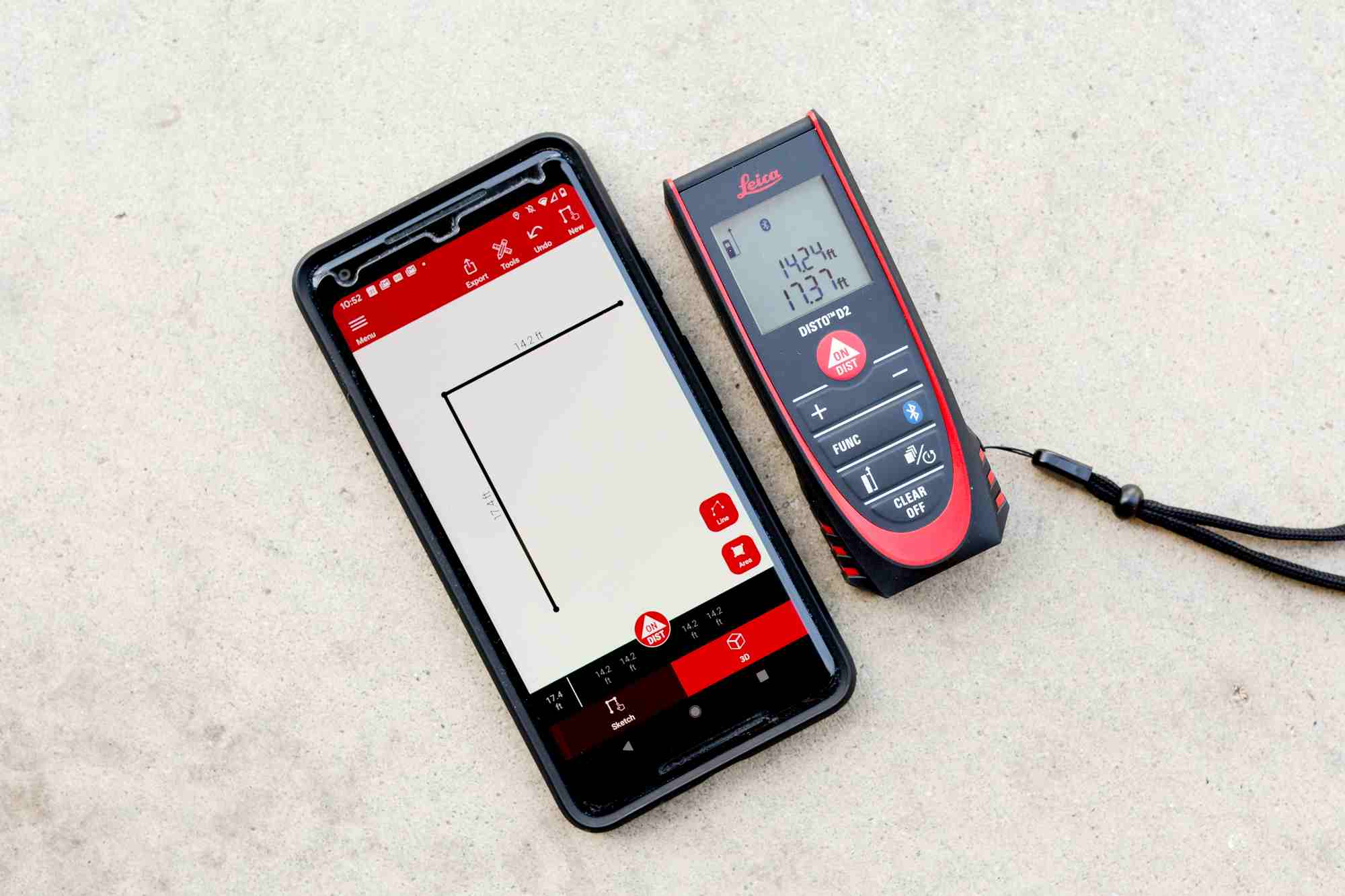 Leica Bluetooth-connected app