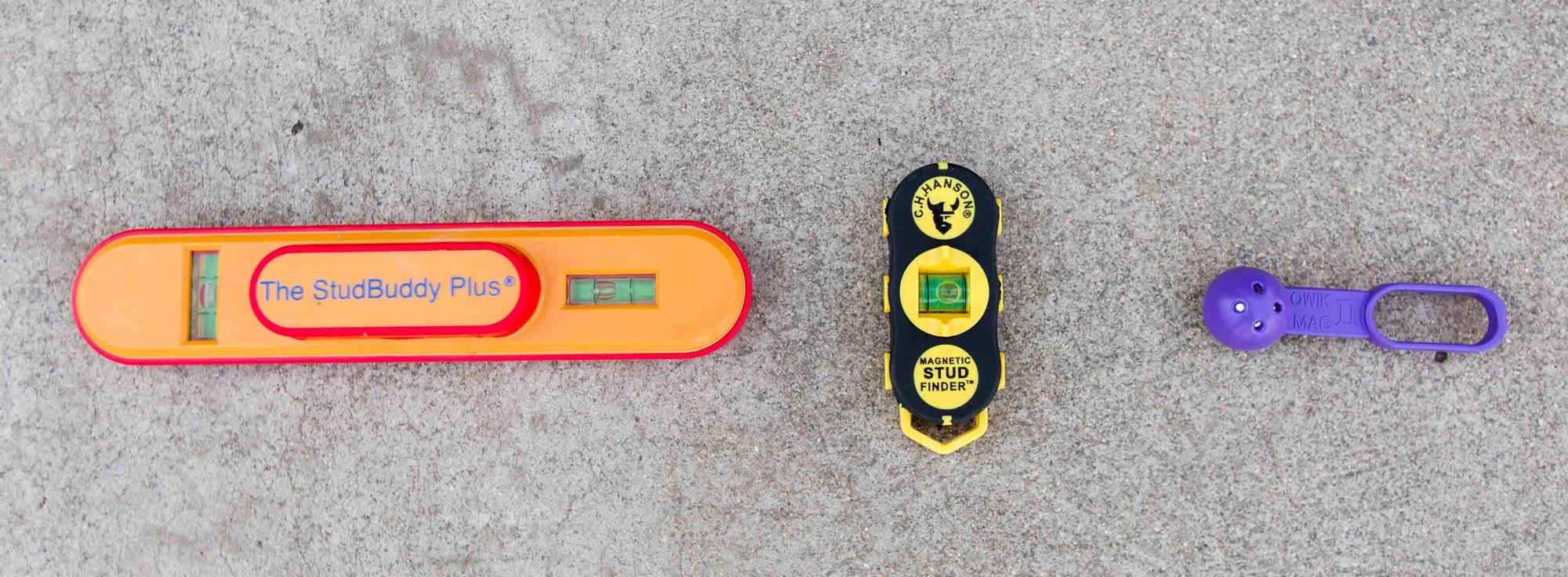 Lineup of magnets stud finders