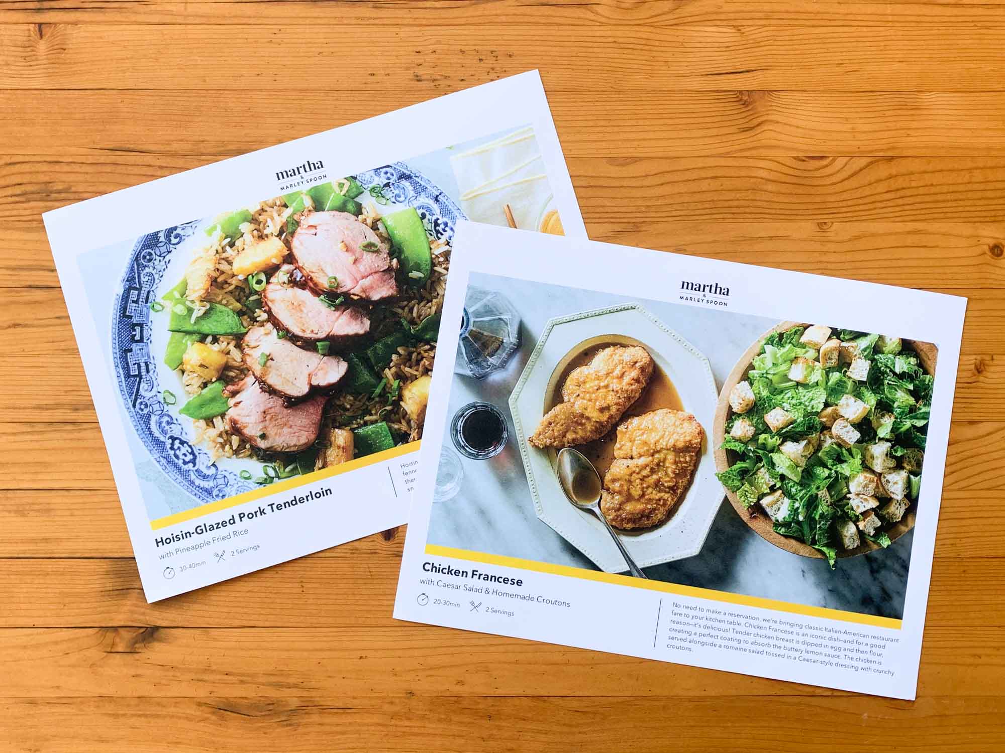 Marley Spoon recipe cards