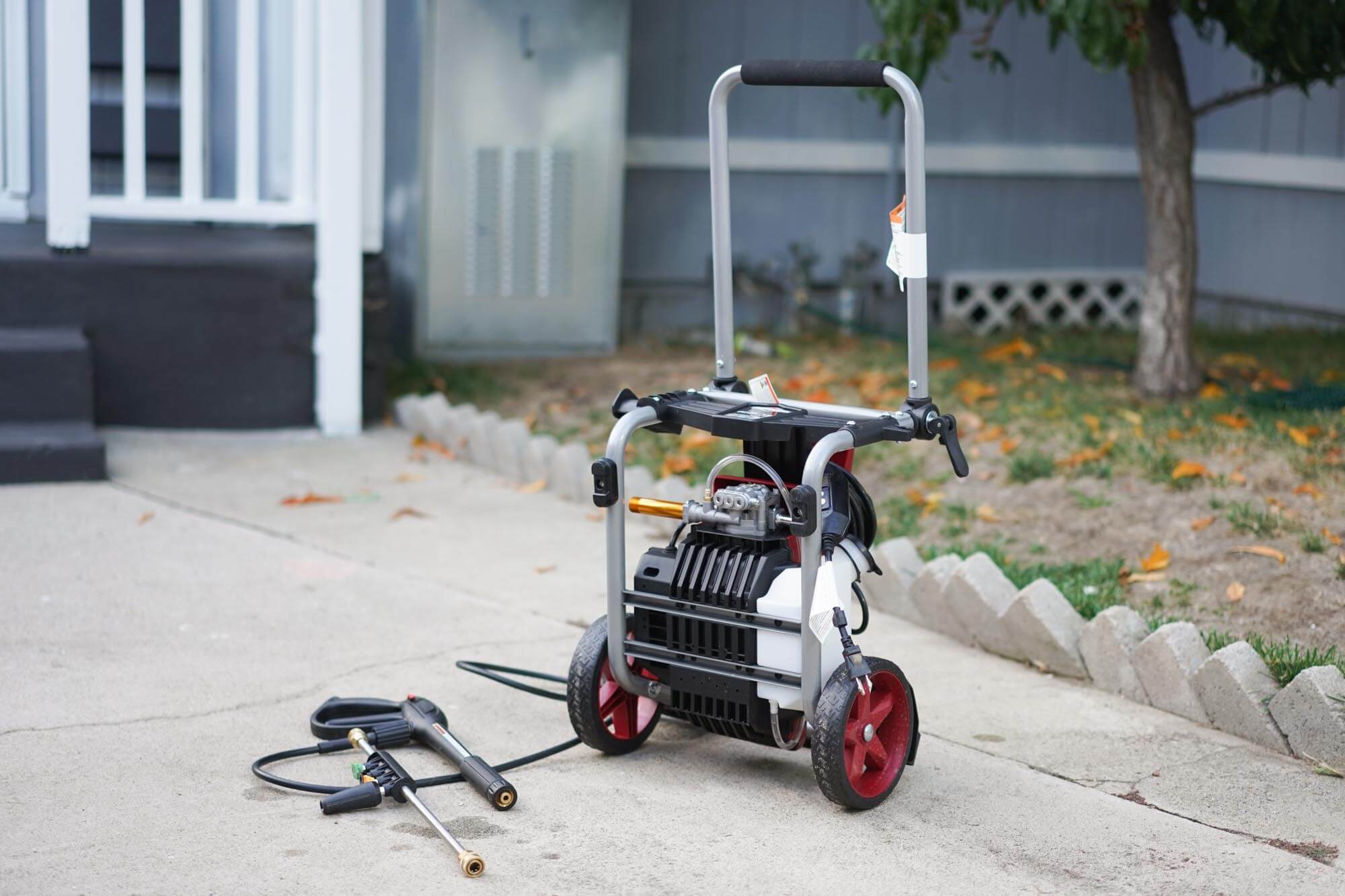 Briggs Stratton pressure washer in a yard
