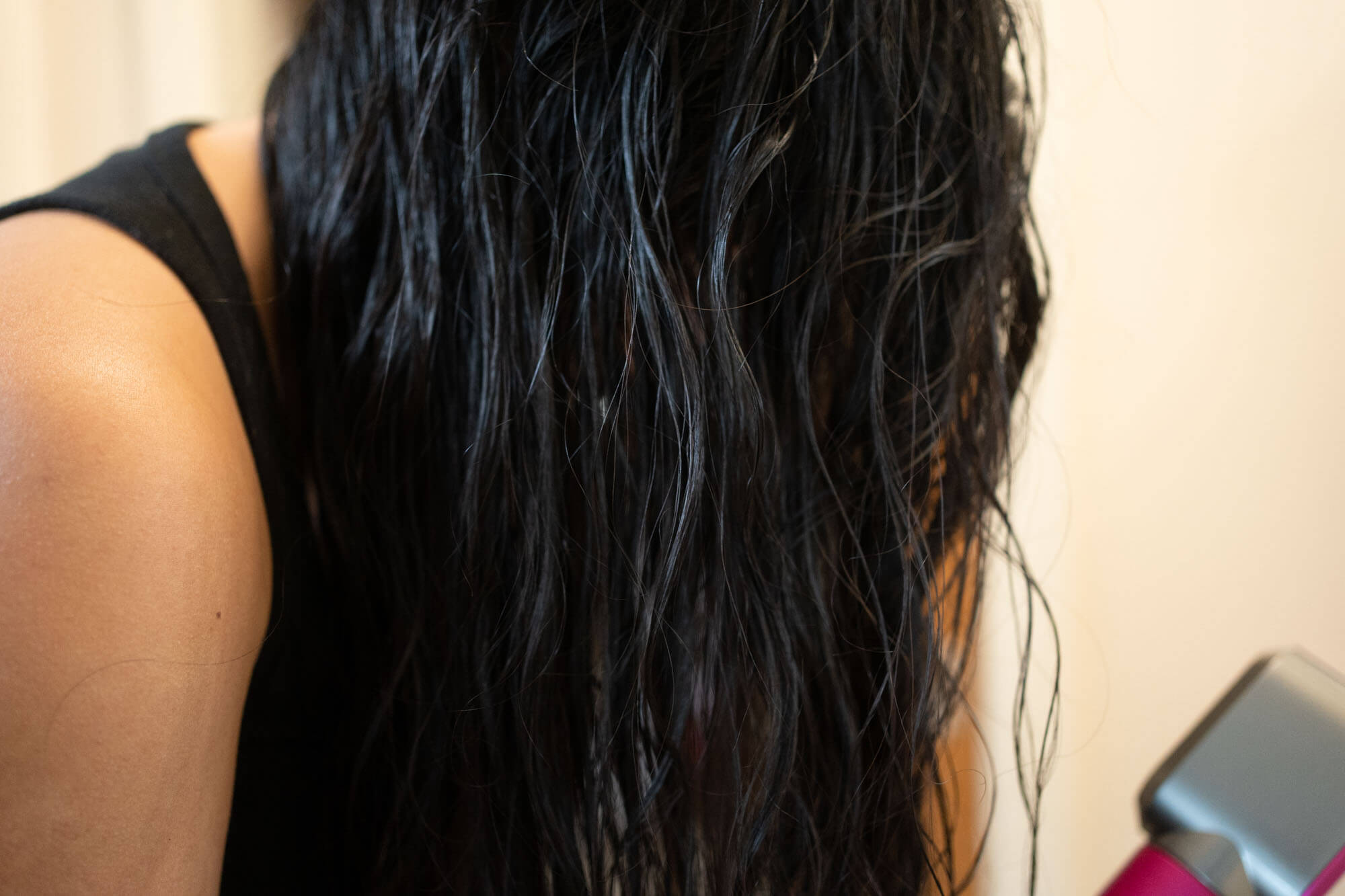 damp hair ready for drying