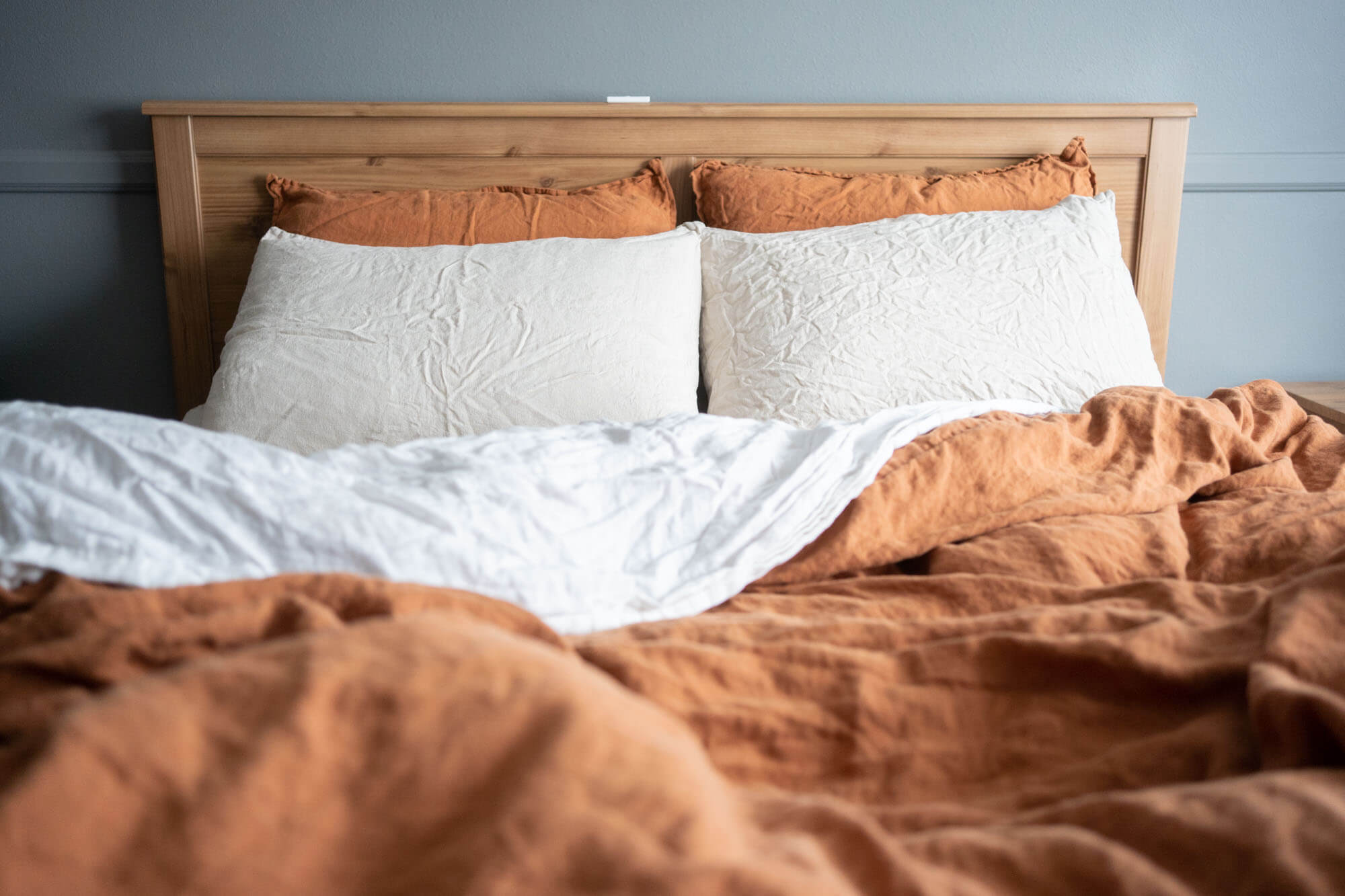 Parachute sheets and covers on a bed