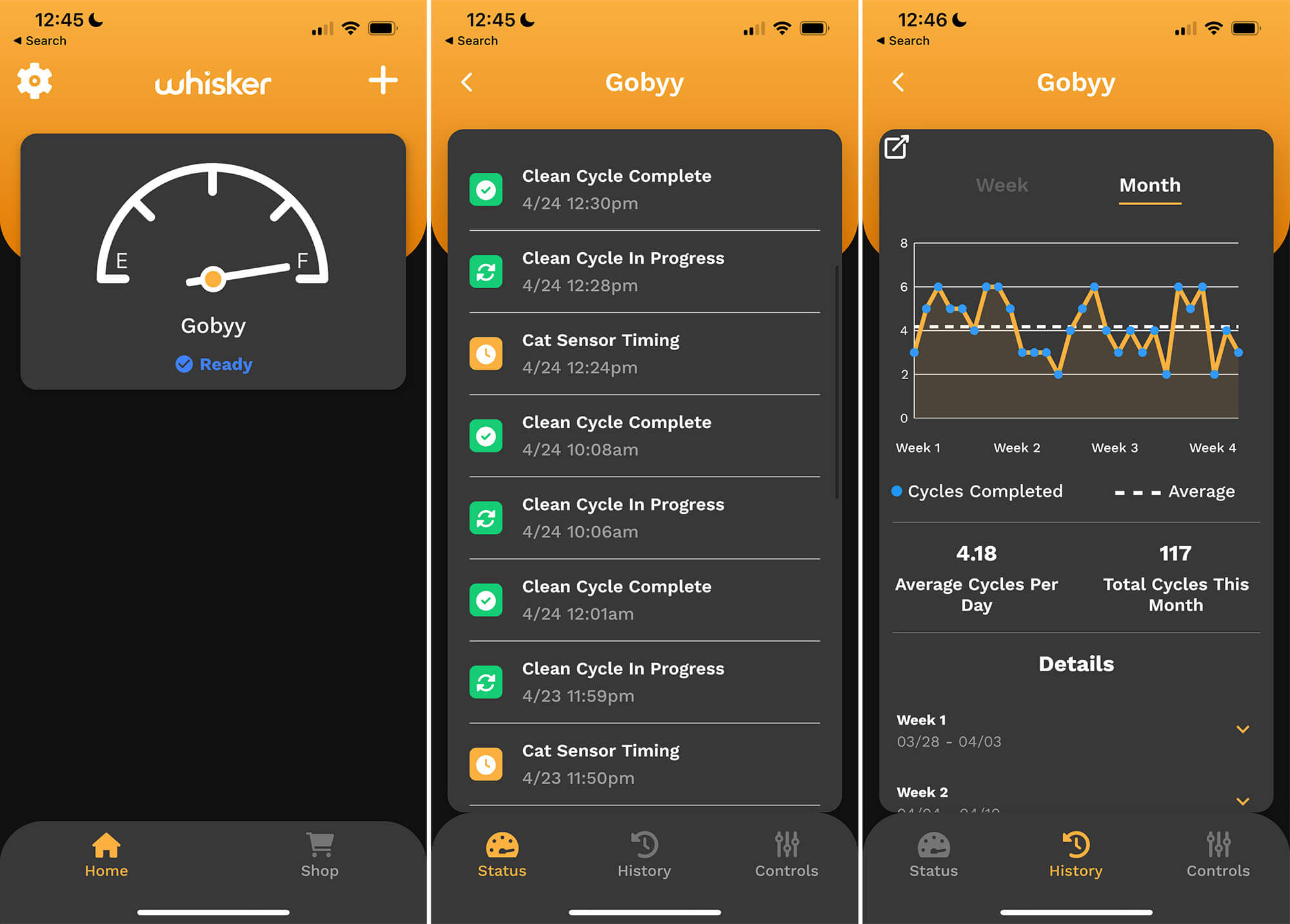 litter-robot app screenshot