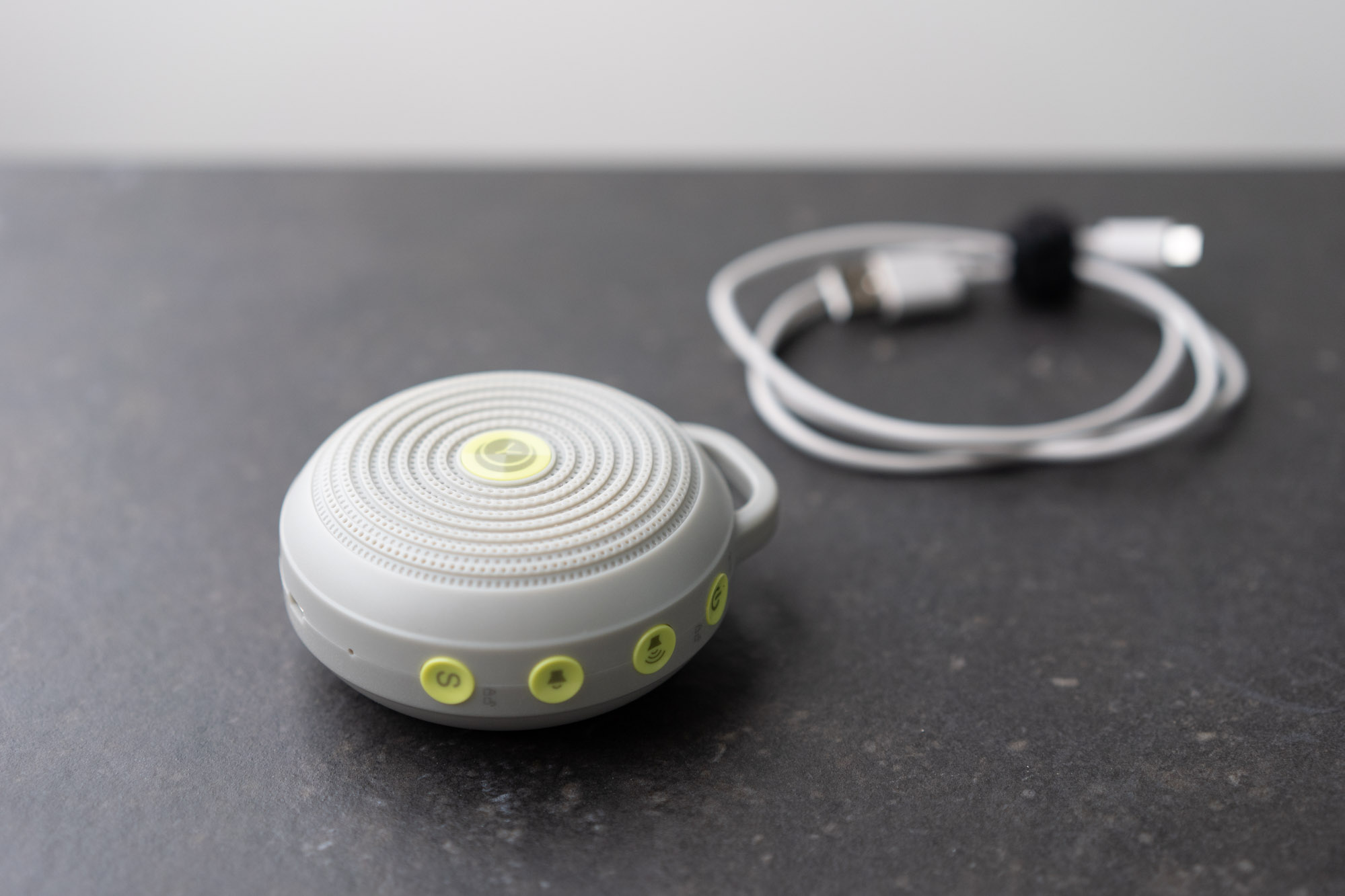 white noise machine and charging cable