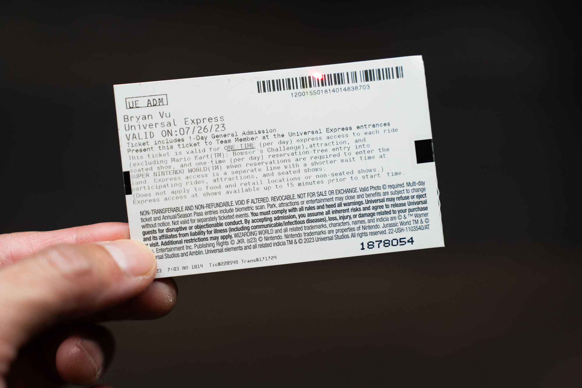 scanning an Express Pass ticket